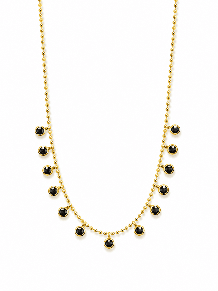 Gold Plated Black Charms Necklace