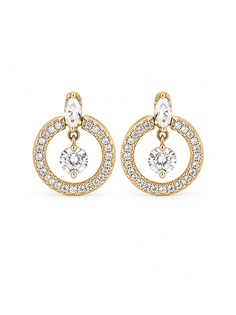 Halo Circle Crystal Drop Stud Earrings