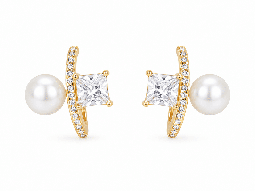 Pearl Radiance Crystal Stud Earrings