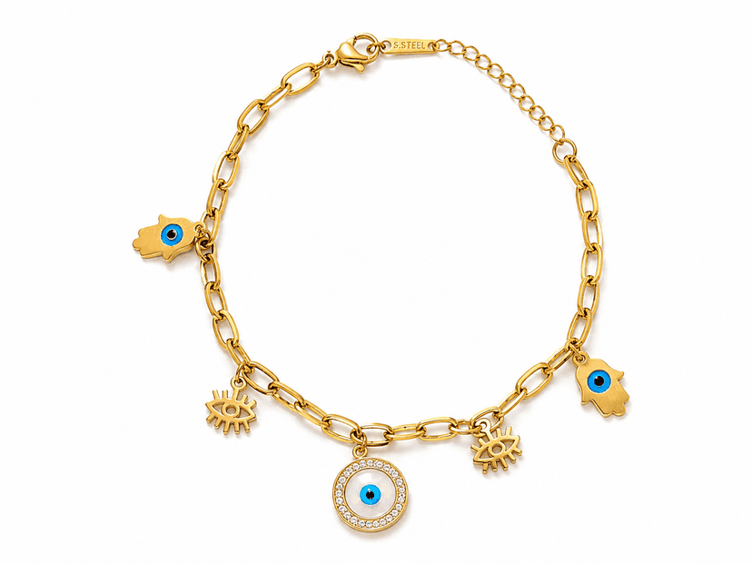 Elegant Evil Eye Charm Chain Bracelet