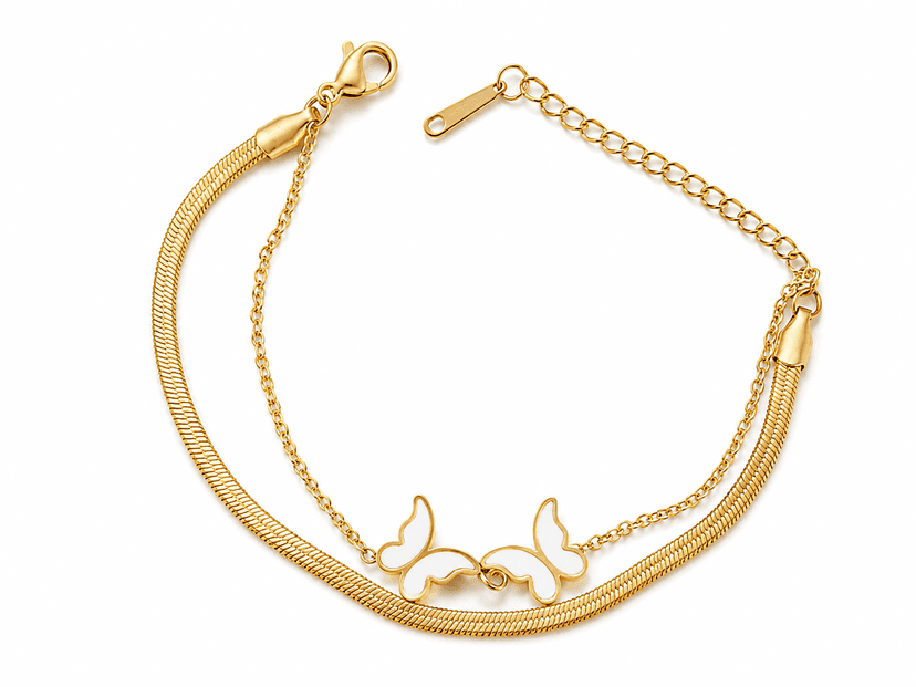 Elegant Double Layer Butterfly Bracelet