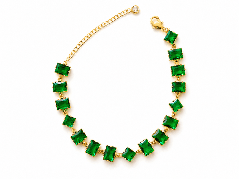 Elegant Emerald Green Crystal Tennis Bracelet