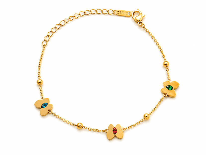 Elegant Multicolor Butterfly Charm Bracelet