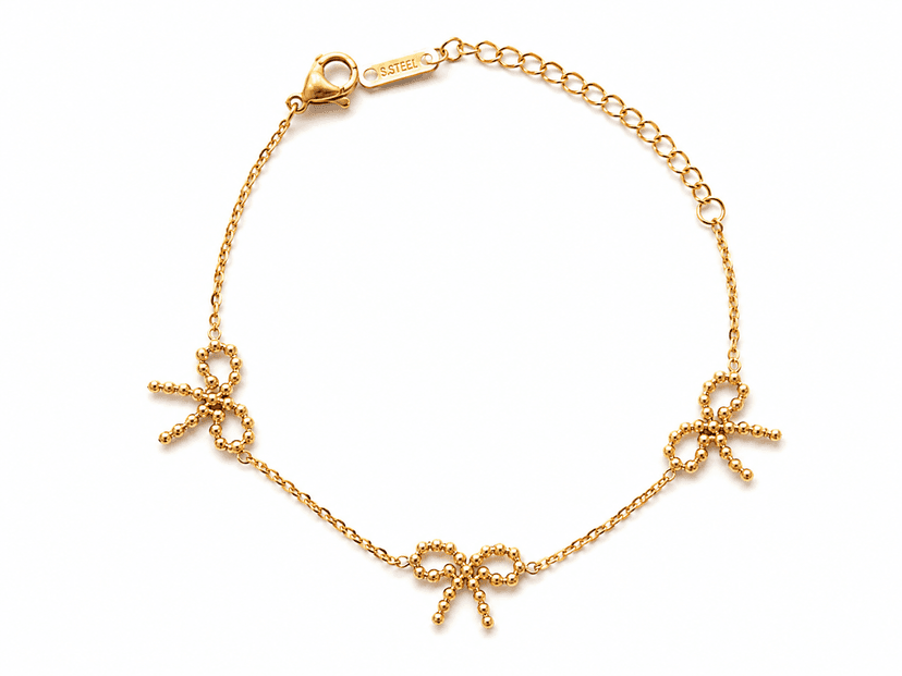 Elegant Triple Bow Chain Bracelet