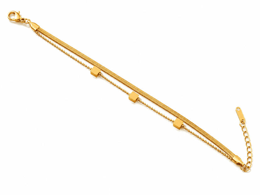 Elegant Double Layer Geometric Chain Bracelet