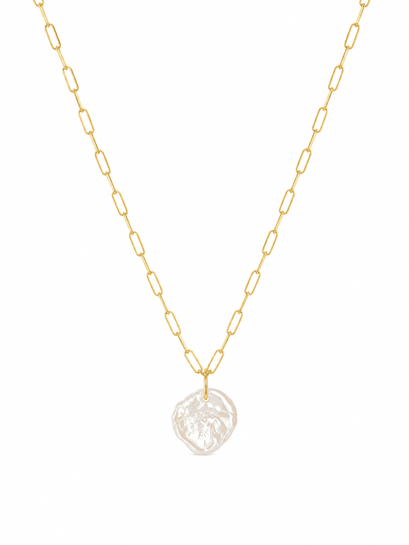 Elegant Mother of Pearl Heart Pendant Necklace