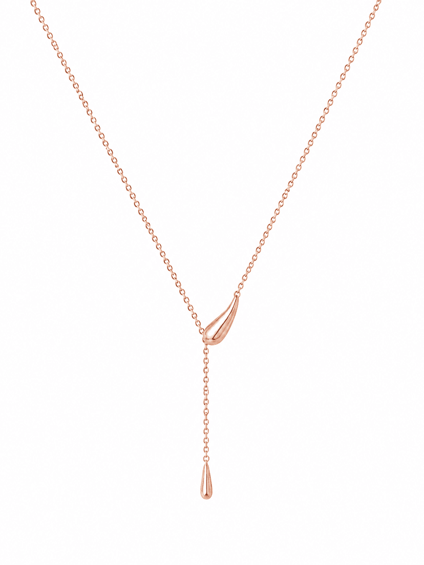 Elegant Rose Gold Drop Y Pendant Necklace