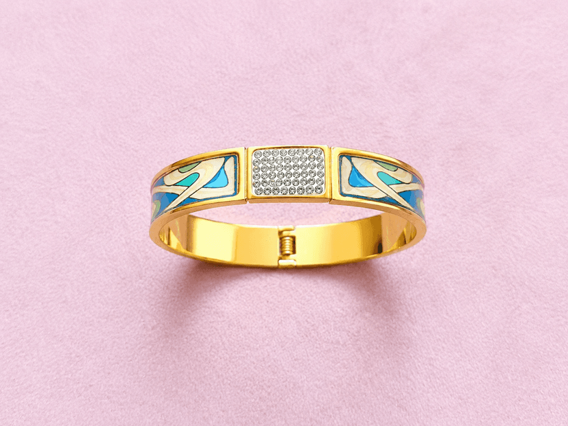 Luxury Crystal & Enamel Designer Bangle Bracelet