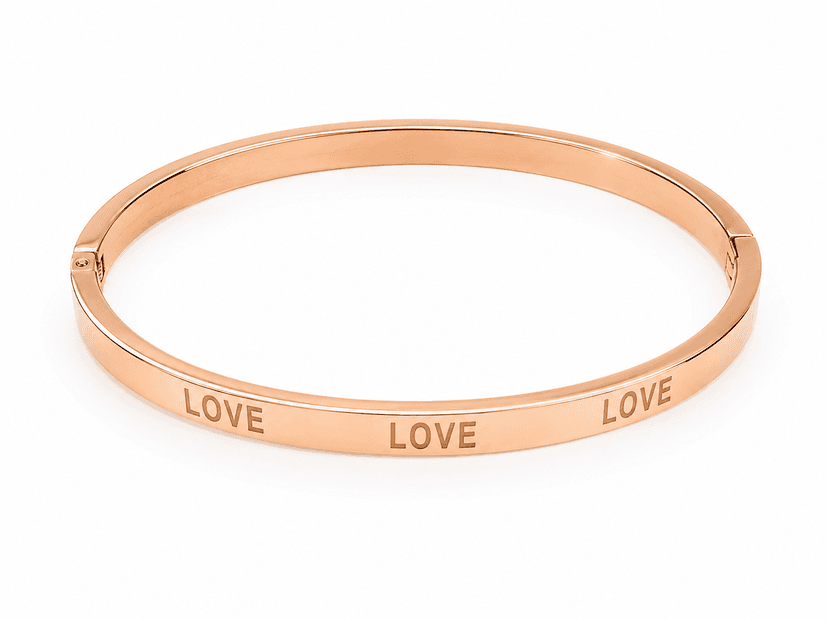 Love Engraved Rose Gold Bracelet