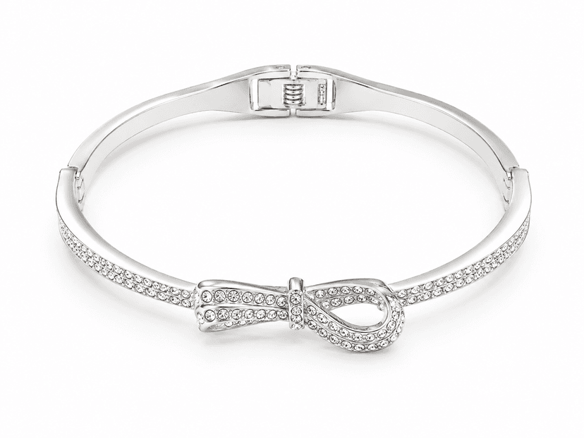 Infinity Bow Crystal Silver Bracelet