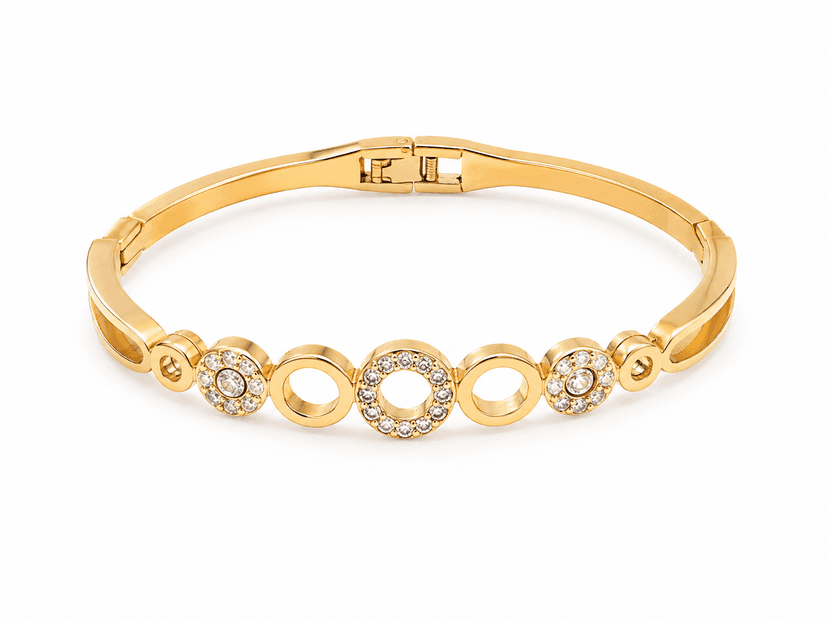 Radiant Circle Crystal Gold Bracelet