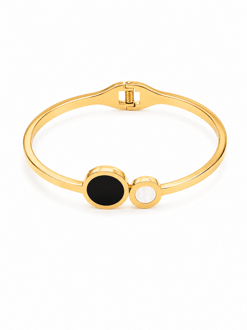 Dual Harmony Black & Mother of Pearl Gold Bracelet