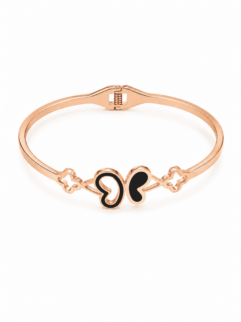 Elegant Rose Gold Butterfly Duo Bracelet
